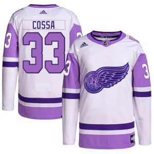 Youth Detroit Red Wings Sebastian Cossa Adidas Authentic Hockey Fights Cancer Primegreen Jersey - White/Purple