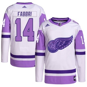 Youth Detroit Red Wings Robby Fabbri Adidas Authentic Hockey Fights Cancer Primegreen Jersey - White/Purple