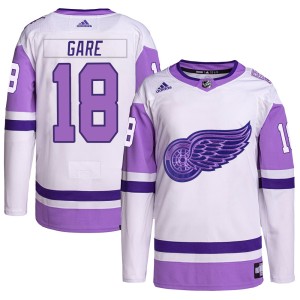 Youth Detroit Red Wings Danny Gare Adidas Authentic Hockey Fights Cancer Primegreen Jersey - White/Purple