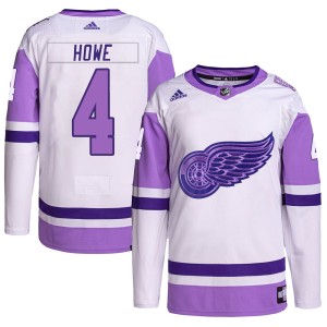 Youth Detroit Red Wings Mark Howe Adidas Authentic Hockey Fights Cancer Primegreen Jersey - White/Purple