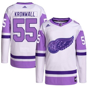 Youth Detroit Red Wings Niklas Kronwall Adidas Authentic Hockey Fights Cancer Primegreen Jersey - White/Purple