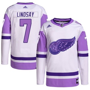 Youth Detroit Red Wings Ted Lindsay Adidas Authentic Hockey Fights Cancer Primegreen Jersey - White/Purple