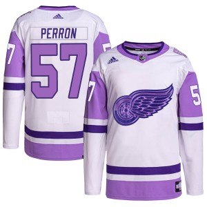 Youth Detroit Red Wings David Perron Adidas Authentic Hockey Fights Cancer Primegreen Jersey - White/Purple