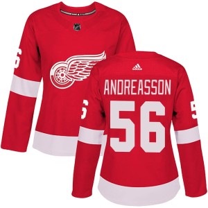 Women's Detroit Red Wings Pontus Andreasson Adidas Authentic Home Jersey - Red