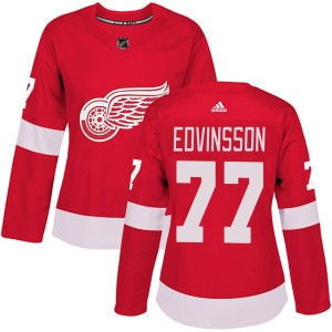 Women's Detroit Red Wings Simon Edvinsson Adidas Authentic Home Jersey - Red