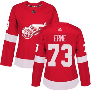 Women's Detroit Red Wings Adam Erne Adidas Authentic Home Jersey - Red