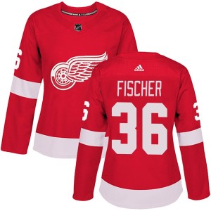Women's Detroit Red Wings Christian Fischer Adidas Authentic Home Jersey - Red