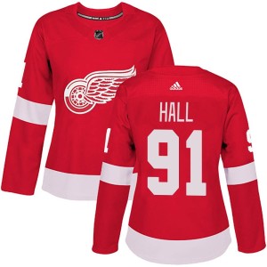 Women's Detroit Red Wings Curtis Hall Adidas Authentic Home Jersey - Red