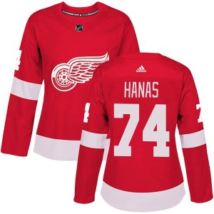 Women's Detroit Red Wings Cross Hanas Adidas Authentic Home Jersey - Red