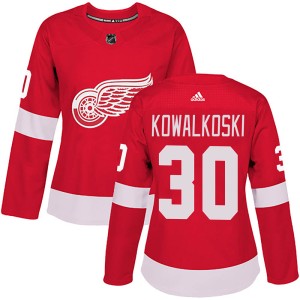 Women's Detroit Red Wings Justin Kowalkoski Adidas Authentic Home Jersey - Red