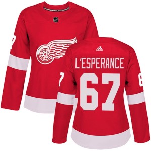Women's Detroit Red Wings Joel L'Esperance Adidas Authentic Home Jersey - Red