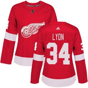 Women's Detroit Red Wings Alex Lyon Adidas Authentic Home Jersey - Red