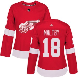 Women's Detroit Red Wings Kirk Maltby Adidas Authentic Home Jersey - Red