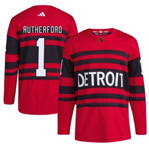 Youth Detroit Red Wings Jim Rutherford Adidas Authentic Reverse Retro 2.0 Jersey - Red