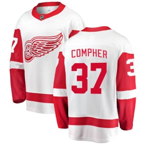 Men's Detroit Red Wings J.T. Compher Fanatics Branded Breakaway Away Jersey - White