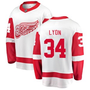 Men's Detroit Red Wings Alex Lyon Fanatics Branded Breakaway Away Jersey - White