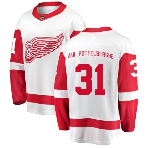 Men's Detroit Red Wings Joren Van Pottelberghe Fanatics Branded Breakaway Away Jersey - White