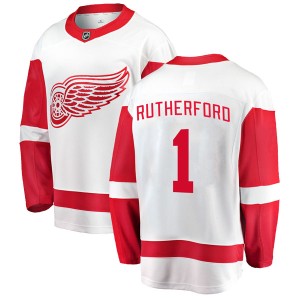 Men's Detroit Red Wings Jim Rutherford Fanatics Branded Breakaway Away Jersey - White