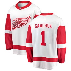Men's Detroit Red Wings Terry Sawchuk Fanatics Branded Breakaway Away Jersey - White
