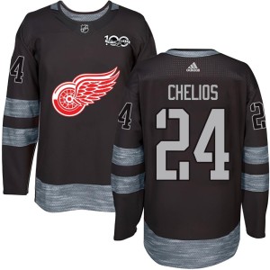 Men's Detroit Red Wings Chris Chelios Authentic 1917-2017 100th Anniversary Jersey - Black