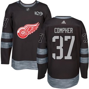 Men's Detroit Red Wings J.T. Compher Authentic 1917-2017 100th Anniversary Jersey - Black