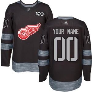 Men's Detroit Red Wings Custom Authentic 1917-2017 100th Anniversary Jersey - Black