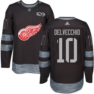 Men's Detroit Red Wings Alex Delvecchio Authentic 1917-2017 100th Anniversary Jersey - Black