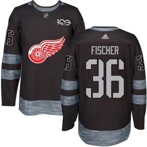 Men's Detroit Red Wings Christian Fischer Authentic 1917-2017 100th Anniversary Jersey - Black
