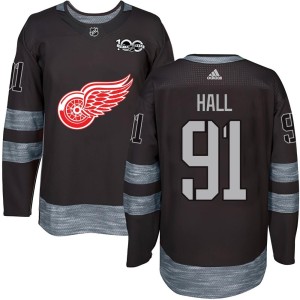 Men's Detroit Red Wings Curtis Hall Authentic 1917-2017 100th Anniversary Jersey - Black