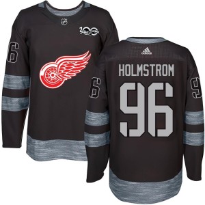 Men's Detroit Red Wings Tomas Holmstrom Authentic 1917-2017 100th Anniversary Jersey - Black
