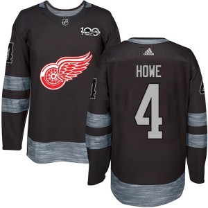 Men's Detroit Red Wings Mark Howe Authentic 1917-2017 100th Anniversary Jersey - Black