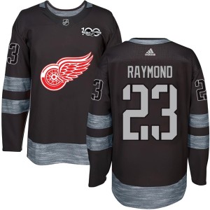 Men's Detroit Red Wings Lucas Raymond Authentic 1917-2017 100th Anniversary Jersey - Black