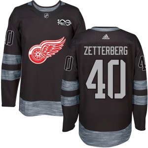 Men's Detroit Red Wings Henrik Zetterberg Authentic 1917-2017 100th Anniversary Jersey - Black