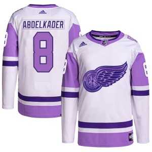 Men's Detroit Red Wings Justin Abdelkader Adidas Authentic Hockey Fights Cancer Primegreen Jersey - White/Purple