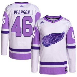 Men's Detroit Red Wings Chase Pearson Adidas Authentic Hockey Fights Cancer Primegreen Jersey - White/Purple