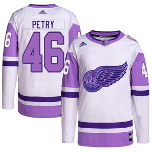 Men's Detroit Red Wings Jeff Petry Adidas Authentic Hockey Fights Cancer Primegreen Jersey - White/Purple