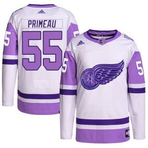 Men's Detroit Red Wings Keith Primeau Adidas Authentic Hockey Fights Cancer Primegreen Jersey - White/Purple