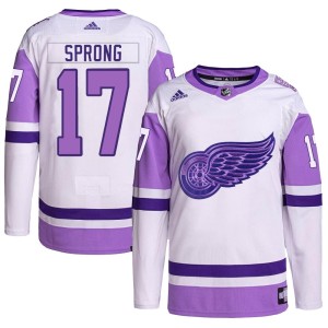 Men's Detroit Red Wings Daniel Sprong Adidas Authentic Hockey Fights Cancer Primegreen Jersey - White/Purple