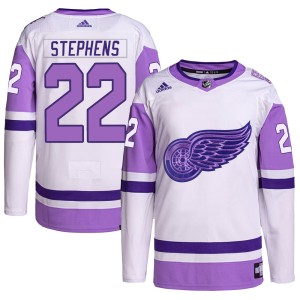 Men's Detroit Red Wings Mitchell Stephens Adidas Authentic Hockey Fights Cancer Primegreen Jersey - White/Purple