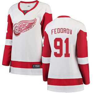 Women's Detroit Red Wings Sergei Fedorov Fanatics Branded Breakaway Away Jersey - White