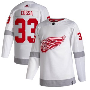 Men's Detroit Red Wings Sebastian Cossa Adidas Authentic 2020/21 Reverse Retro Jersey - White