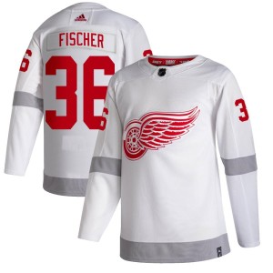 Men's Detroit Red Wings Christian Fischer Adidas Authentic 2020/21 Reverse Retro Jersey - White