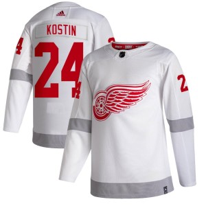 Men's Detroit Red Wings Klim Kostin Adidas Authentic 2020/21 Reverse Retro Jersey - White