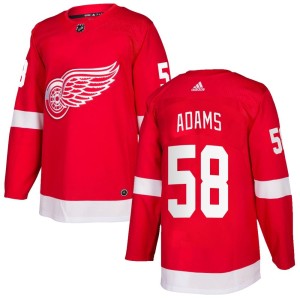 Youth Detroit Red Wings John Adams Adidas Authentic Home Jersey - Red