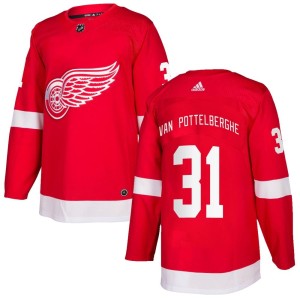 Youth Detroit Red Wings Joren Van Pottelberghe Adidas Authentic Home Jersey - Red
