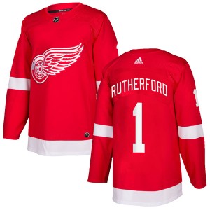 Youth Detroit Red Wings Jim Rutherford Adidas Authentic Home Jersey - Red