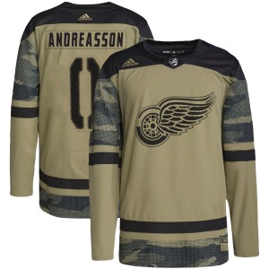 Men's Detroit Red Wings Pontus Andreasson Adidas Authentic Military Appreciation Practice Jersey - Camo