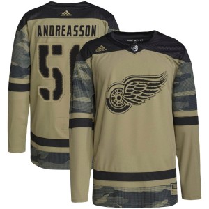 Men's Detroit Red Wings Pontus Andreasson Adidas Authentic Military Appreciation Practice Jersey - Camo