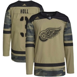 Men's Detroit Red Wings Justin Holl Adidas Authentic Military Appreciation Practice Jersey - Camo