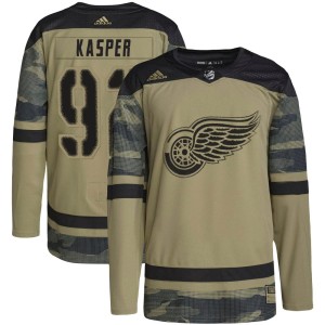 Men's Detroit Red Wings Marco Kasper Adidas Authentic Military Appreciation Practice Jersey - Camo